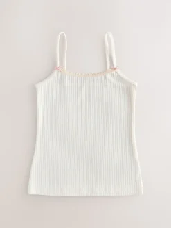 Cream Strappy Textured Cami Vests 3 Pack (1.5-16yrs)