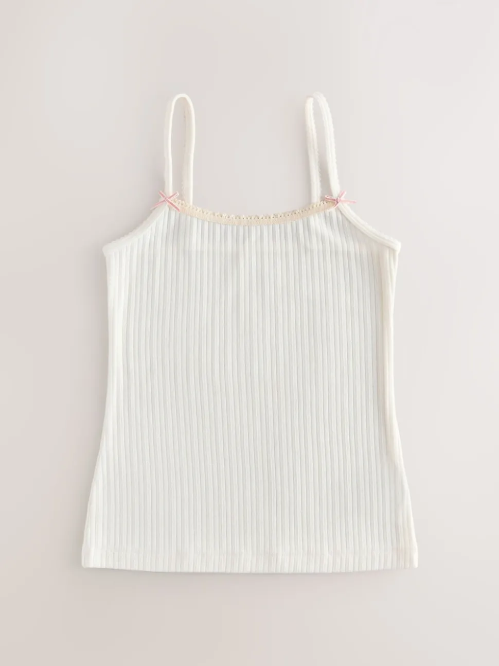 Cream Strappy Textured Cami Vests 3 Pack (1.5-16yrs)