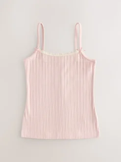 Cream Strappy Textured Cami Vests 3 Pack (1.5-16yrs)