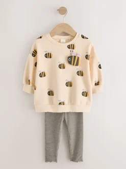 Cream Stripe Bee Sweatshirt and Leggings Set (3mths-7yrs)