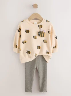Cream Stripe Bee Sweatshirt and Leggings Set (3mths-7yrs)