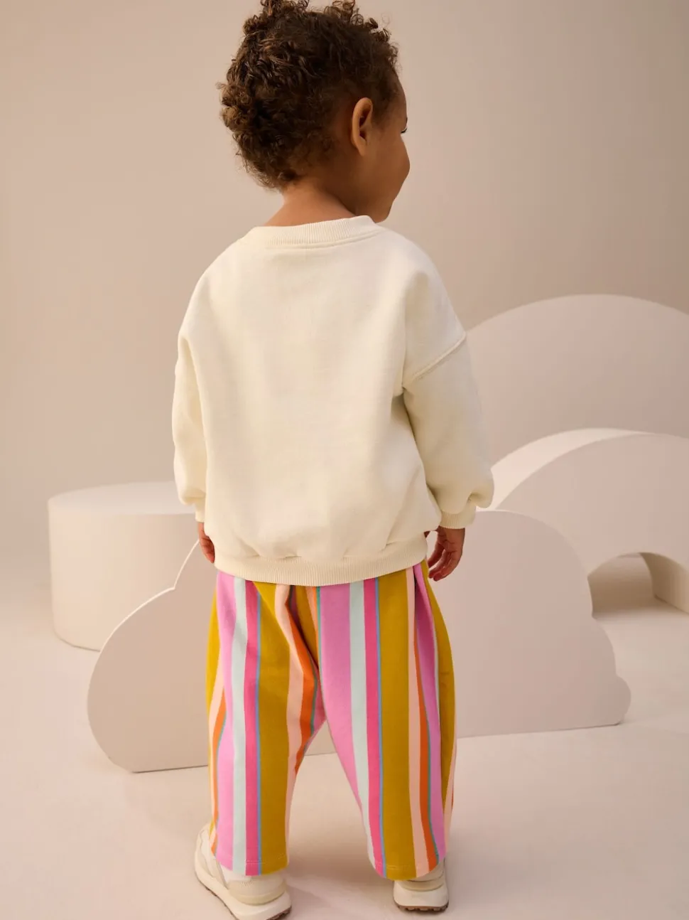 Cream Stripe Padded Characters Sweatshirt and Barrel Leg Joggers Set (3mths-7yrs)