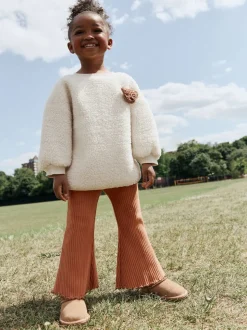 Cream Teddy Borg Sweatshirt and Flare Leggings Set (3mths-7yrs)