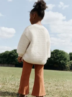 Cream Teddy Borg Sweatshirt and Flare Leggings Set (3mths-7yrs)