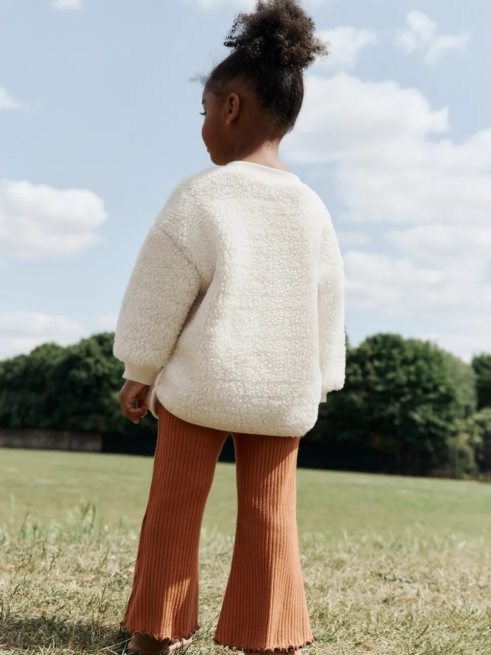Cream Teddy Borg Sweatshirt and Flare Leggings Set (3mths-7yrs)