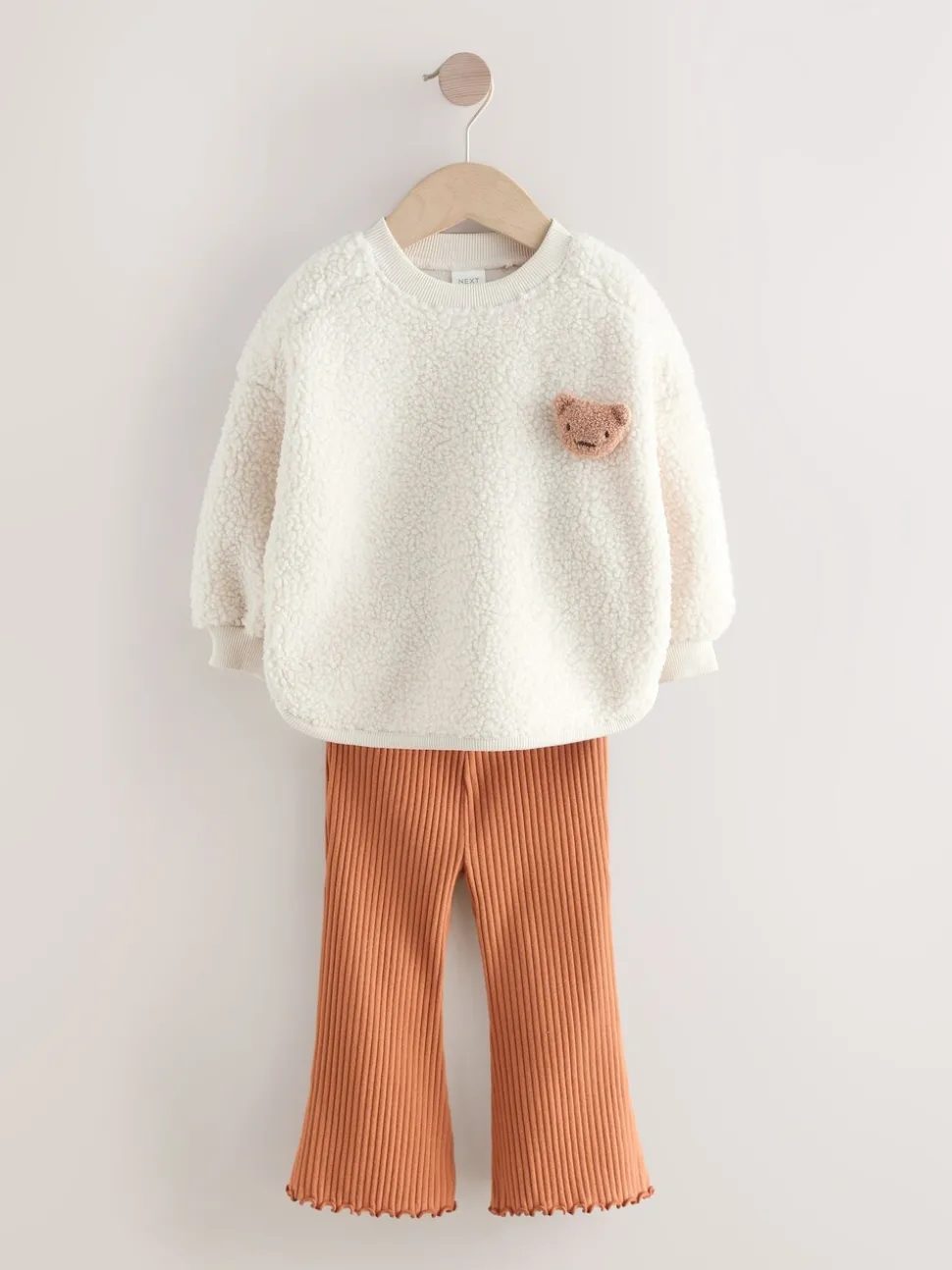 Cream Teddy Borg Sweatshirt and Flare Leggings Set (3mths-7yrs)