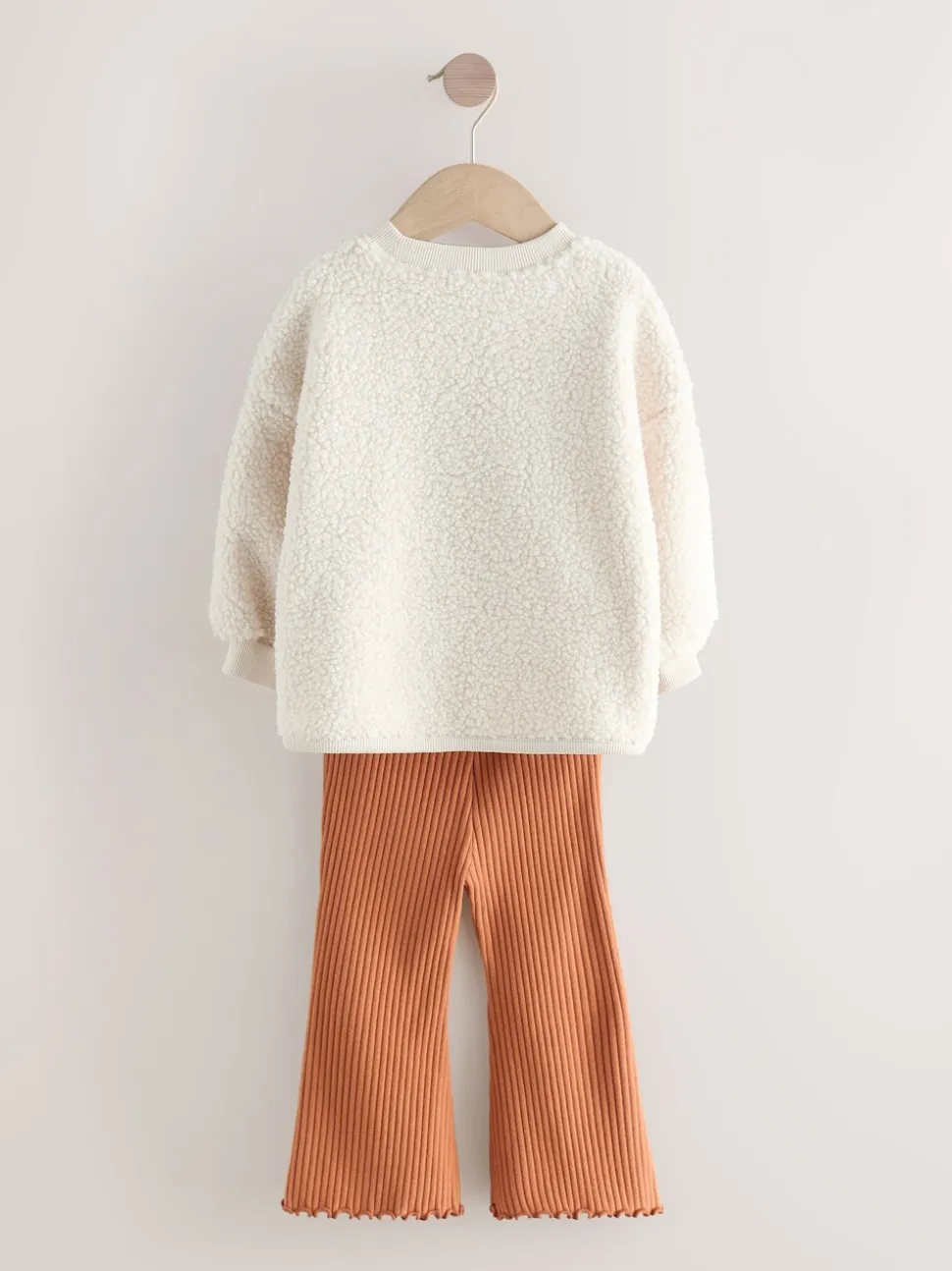Cream Teddy Borg Sweatshirt and Flare Leggings Set (3mths-7yrs)