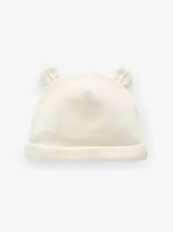 Cream Velour Baby Beanie Hats 2 Pack (0-12mths)
