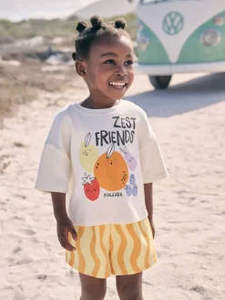 Cream Zest Friends Fruit Top & Shorts Set (3mths-7yrs)