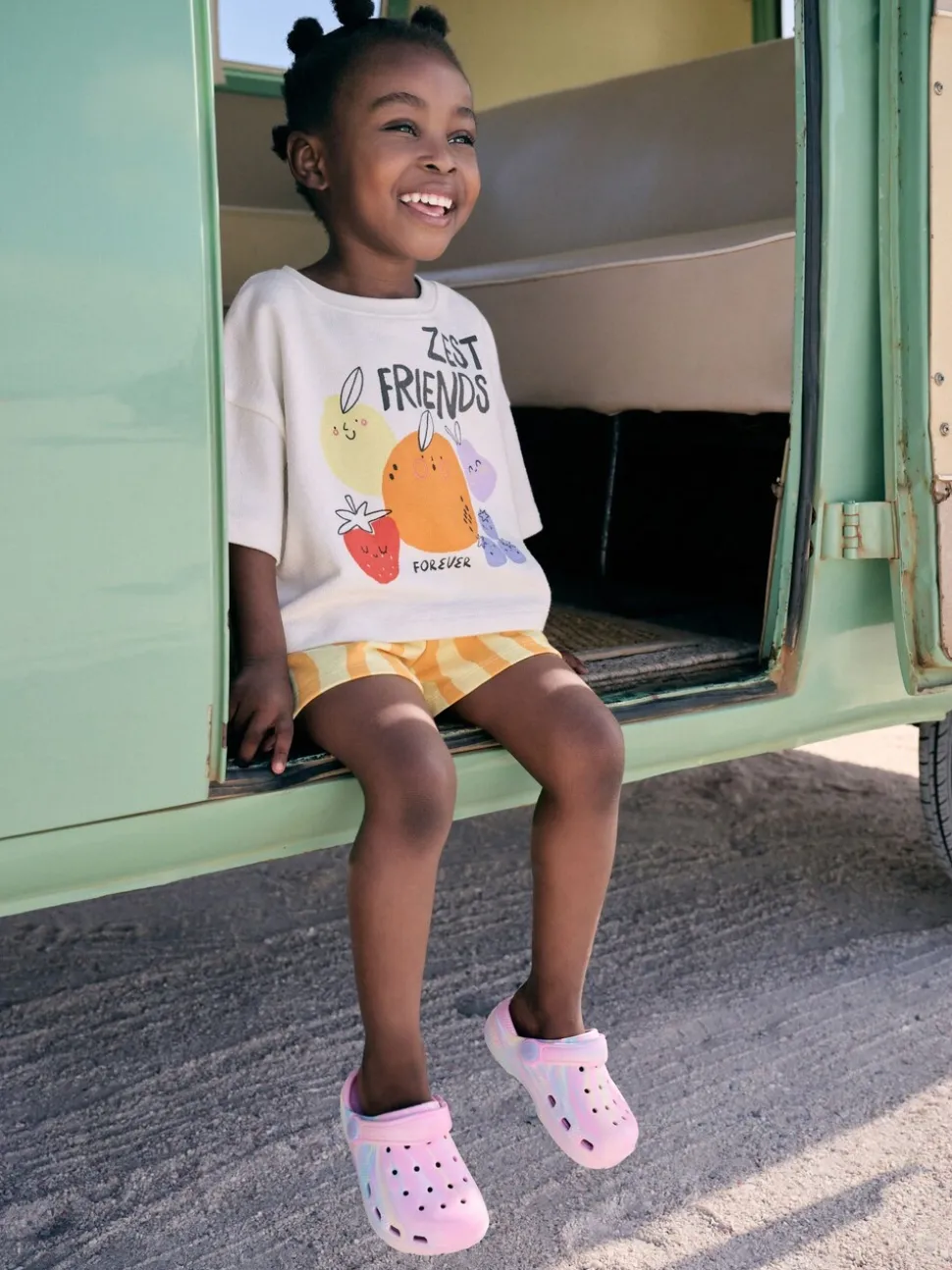 Cream Zest Friends Fruit Top & Shorts Set (3mths-7yrs)