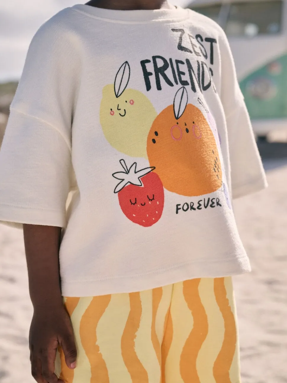 Cream Zest Friends Fruit Top & Shorts Set (3mths-7yrs)