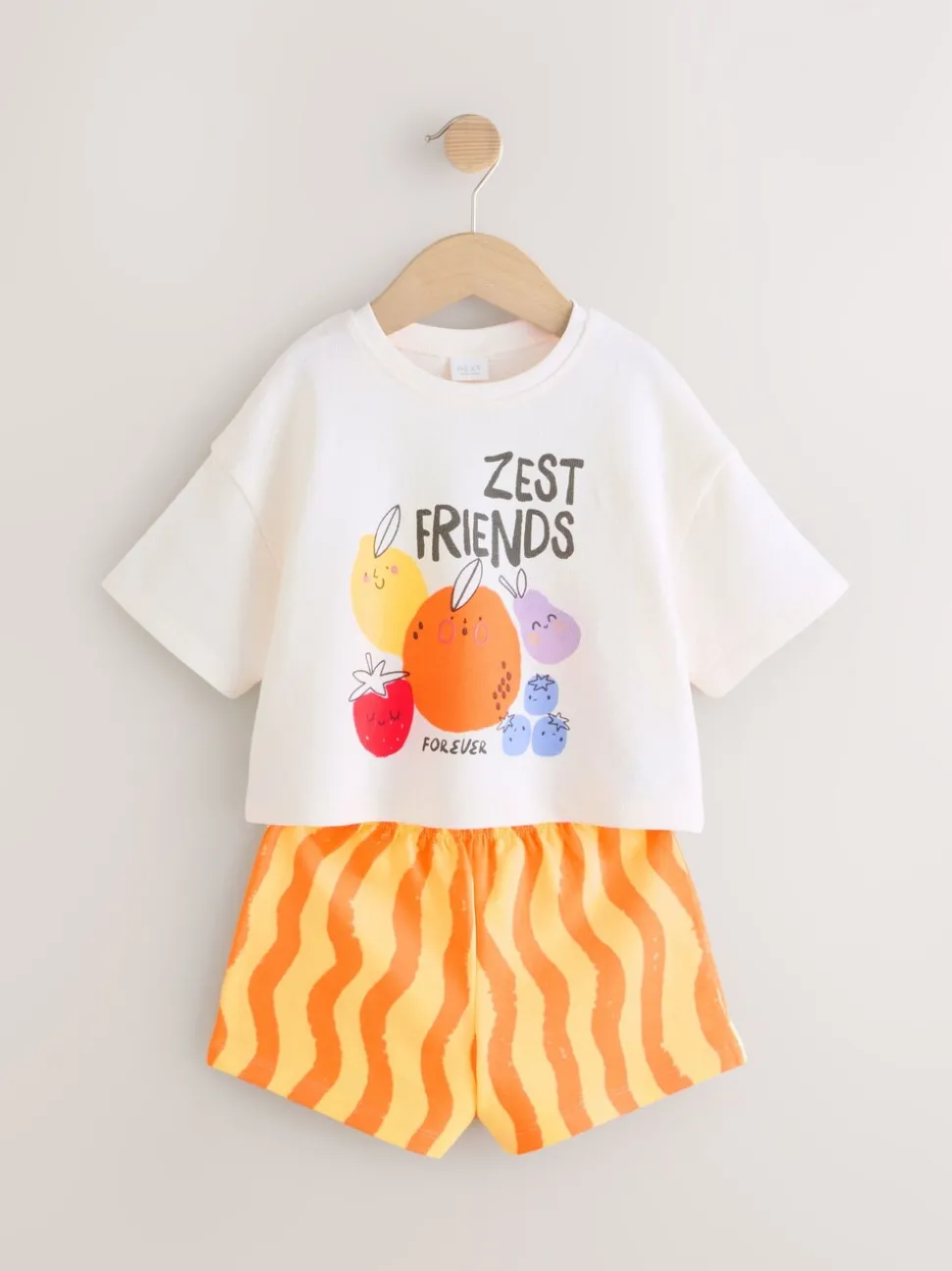 Cream Zest Friends Fruit Top & Shorts Set (3mths-7yrs)