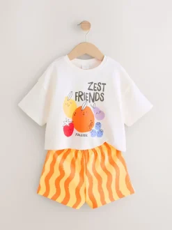 Cream Zest Friends Fruit Top & Shorts Set (3mths-7yrs)