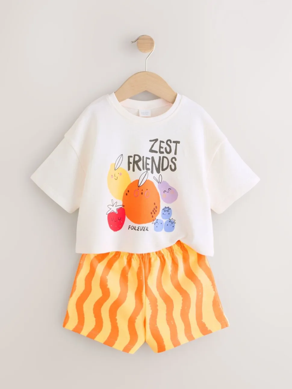 Cream Zest Friends Fruit Top & Shorts Set (3mths-7yrs)