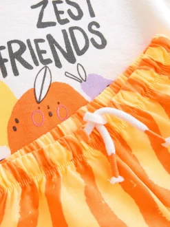 Cream Zest Friends Fruit Top & Shorts Set (3mths-7yrs)