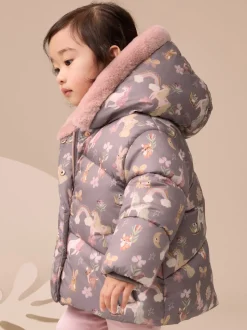 Damson Unicorn Shower Resistant Faux Fur Trim Padded Coat (3mths-7yrs)