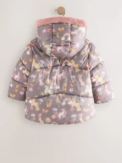 Damson Unicorn Shower Resistant Faux Fur Trim Padded Coat (3mths-7yrs)