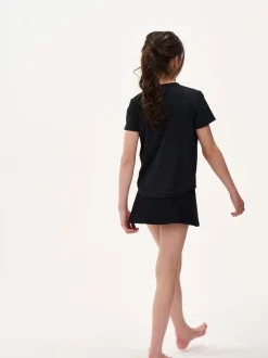 Danskin Cross Front Tennis Black Skirt With Built In Shorts