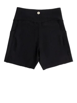 Danskin Ribbed High Waist V-Shape Waistband Black Shorts