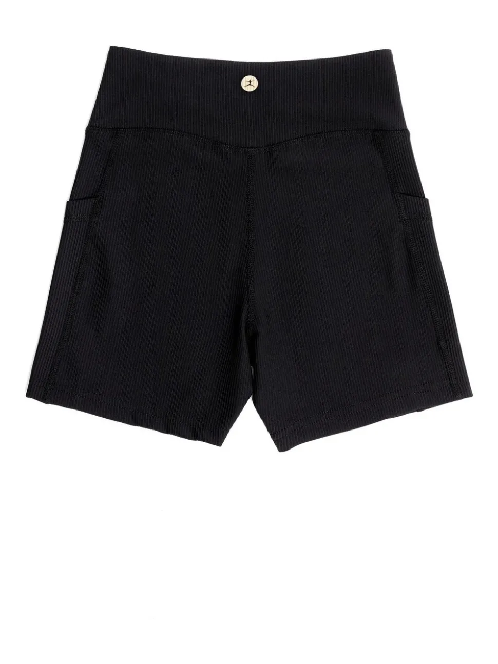 Danskin Ribbed High Waist V-Shape Waistband Black Shorts