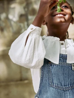 Dark Blue Wide Leg Dungarees (3-16yrs)