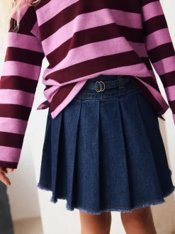 Dark Wash Denim Pleated Skirt (3-16yrs)