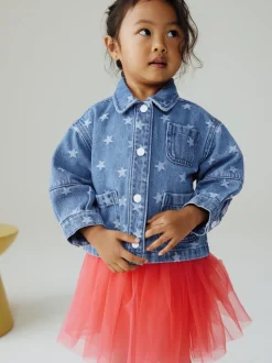 Dark Wash Star Jaquard Denim Jacket (3mths-7yrs)