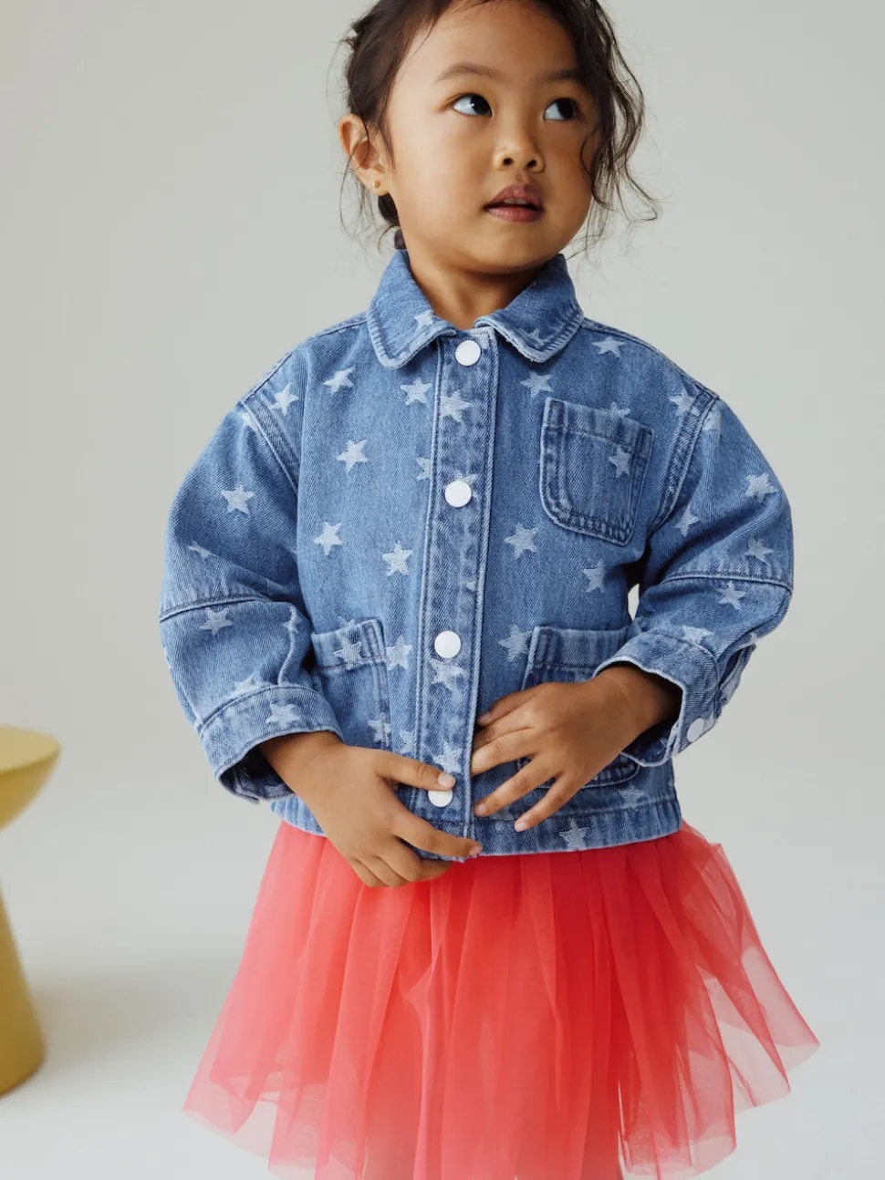 Dark Wash Star Jaquard Denim Jacket (3mths-7yrs)