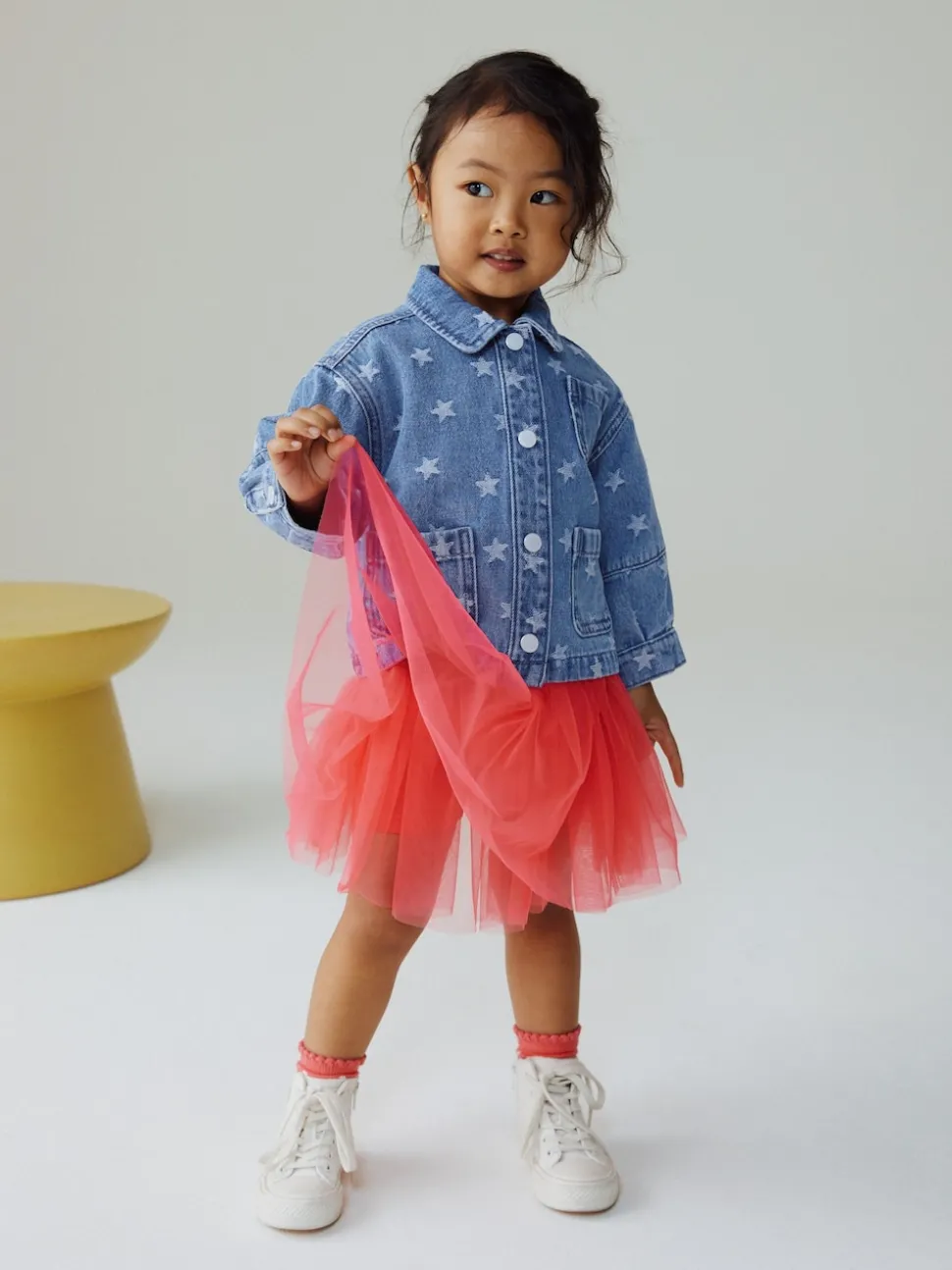 Dark Wash Star Jaquard Denim Jacket (3mths-7yrs)