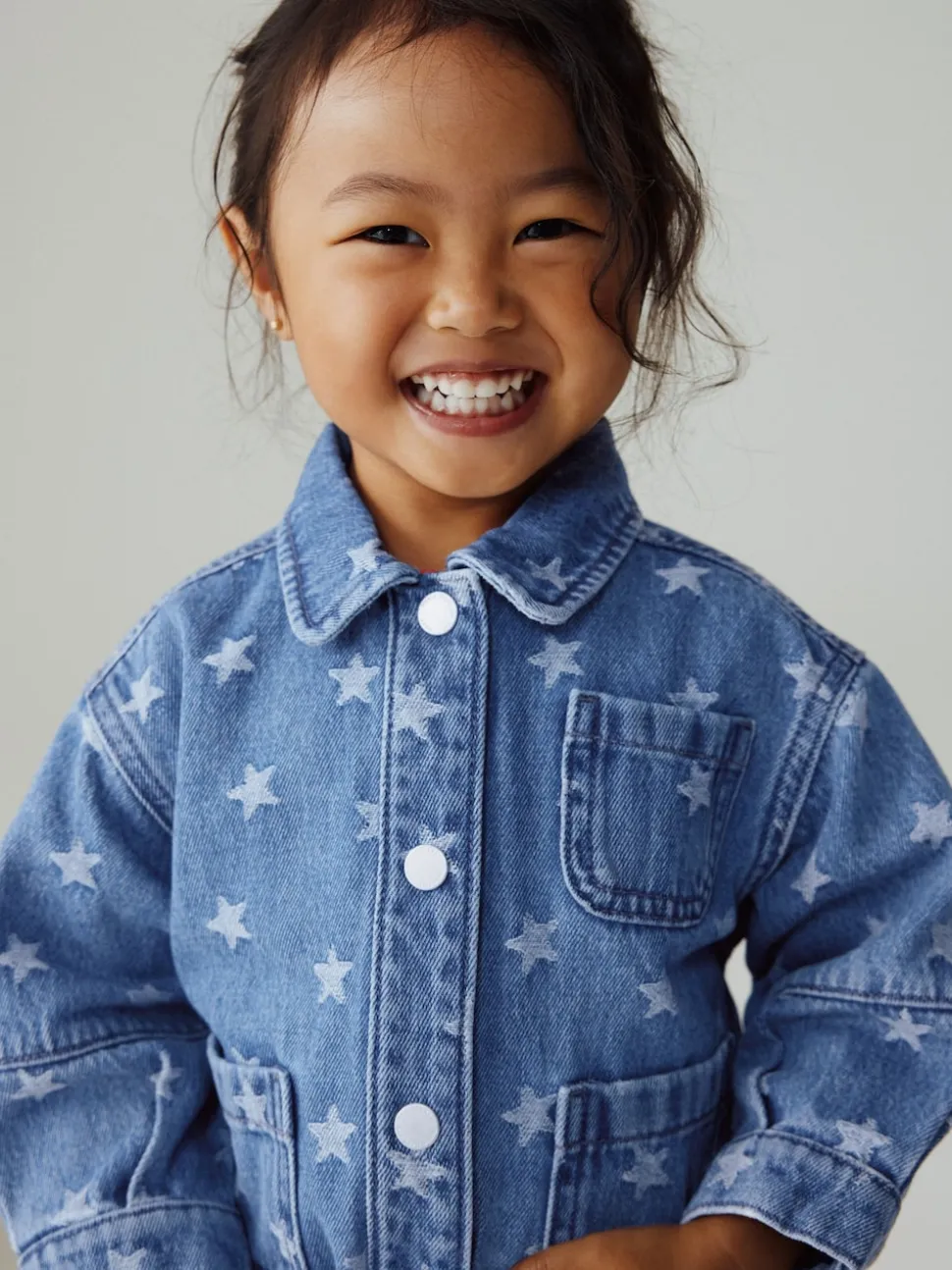 Dark Wash Star Jaquard Denim Jacket (3mths-7yrs)