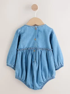 Denim Blue Baby Bloomer Rompers Set 2 Piece with Tights (0mths-3yrs)