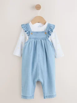 Denim Dungarees and Long Sleeve Bodysuit Set 2 Piece (0mths-3yrs)