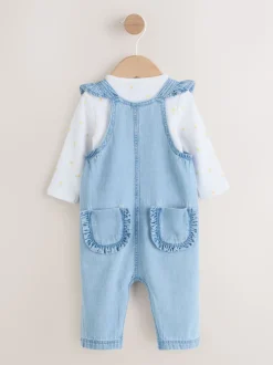 Denim Dungarees and Long Sleeve Bodysuit Set 2 Piece (0mths-3yrs)