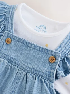 Denim Dungarees and Long Sleeve Bodysuit Set 2 Piece (0mths-3yrs)