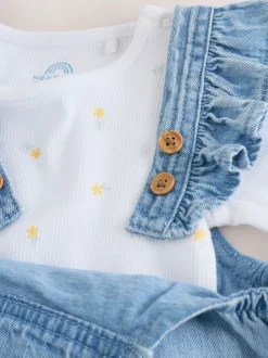 Denim Dungarees and Long Sleeve Bodysuit Set 2 Piece (0mths-3yrs)