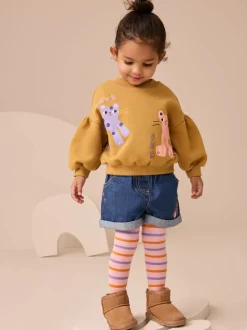 Denim Animal Print Sweatshirt and Shorts Set (3mths-7yrs)