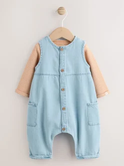 Denim Blue Dungaree and Bodysuit Baby Set (0mths-2yrs)