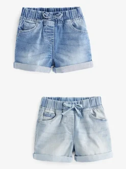 Denim Dark Wash 2 Pack Elasticated Waist Shorts (3mths-10yrs)