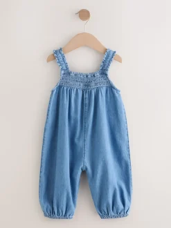 Denim Embroidered 100% Cotton Playsuit (3mths-7yrs)