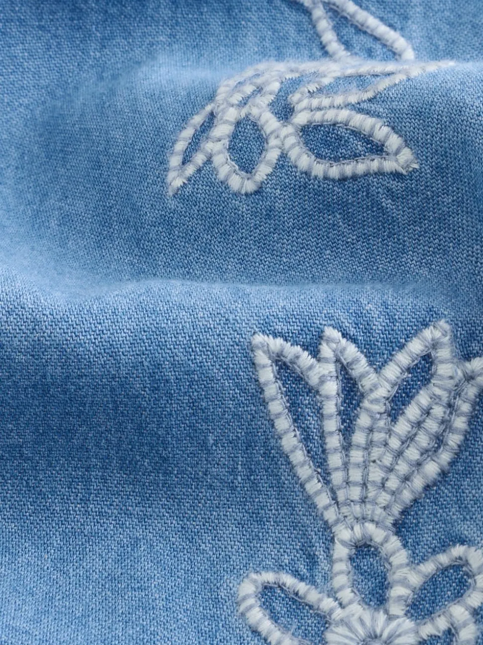 Denim Embroidered 100% Cotton Playsuit (3mths-7yrs)