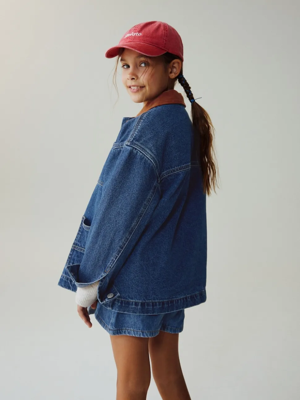 Denim Mid Blue Cord Collar Jacket (3-16yrs)