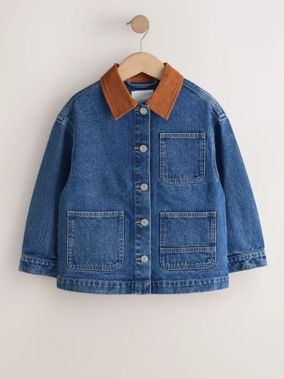Denim Mid Blue Cord Collar Jacket (3-16yrs)