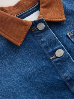 Denim Mid Blue Cord Collar Jacket (3-16yrs)