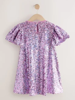 Dusky Pink Angel Sleeve Sequin Party Dress (3-16yrs)