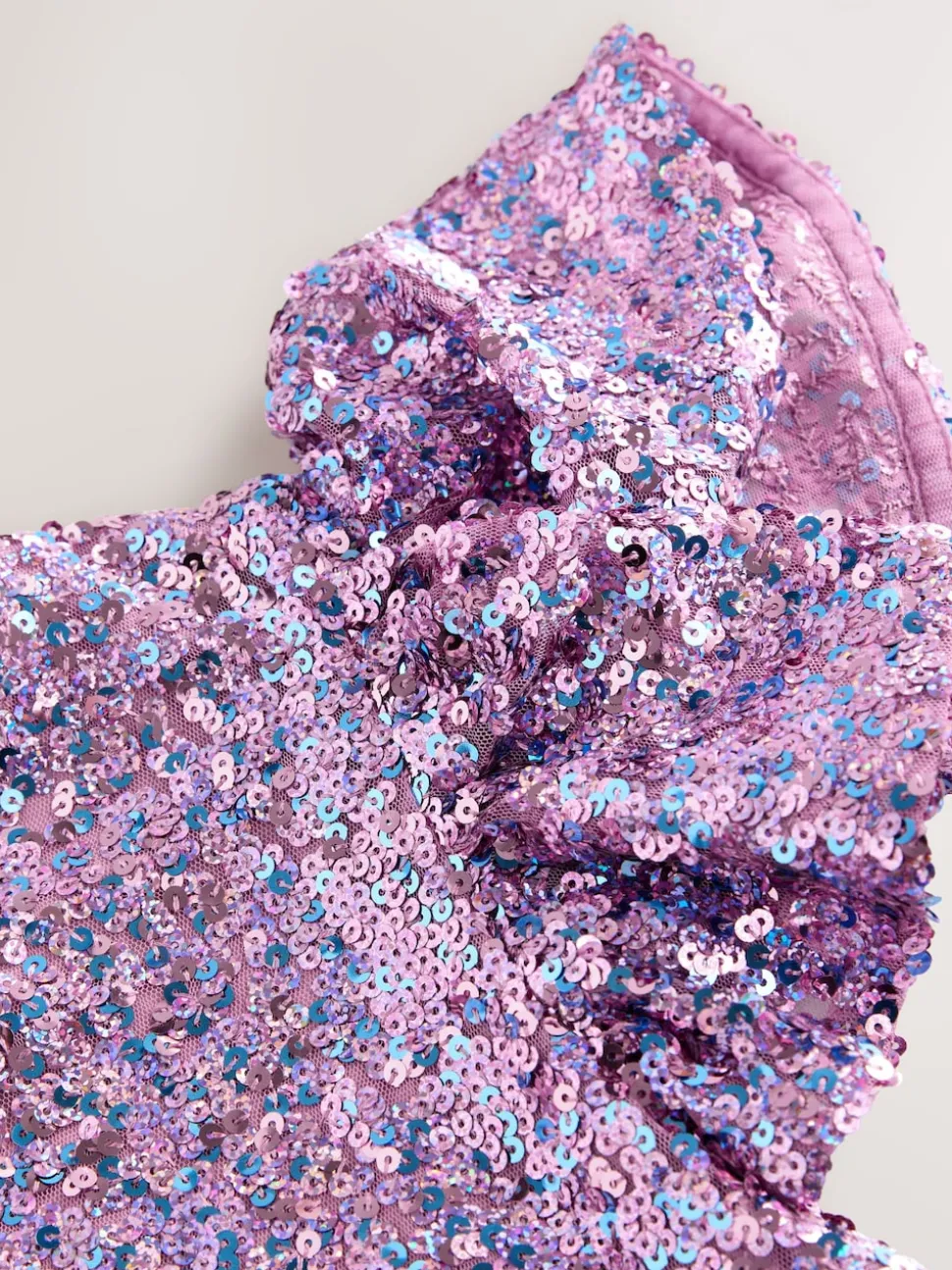 Dusky Pink Angel Sleeve Sequin Party Dress (3-16yrs)