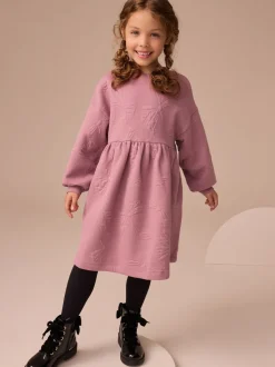 Dusky Pink Quilted Bow Jumper Dress (3-16yrs)