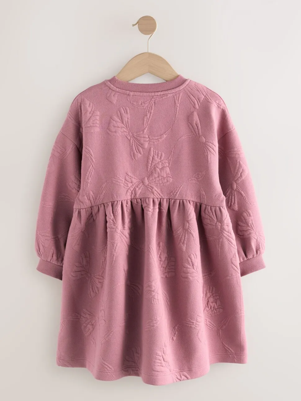 Dusky Pink Quilted Bow Jumper Dress (3-16yrs)