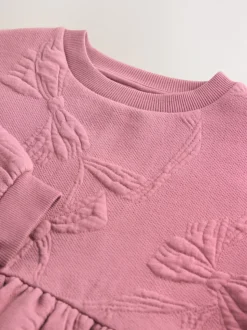 Dusky Pink Quilted Bow Jumper Dress (3-16yrs)
