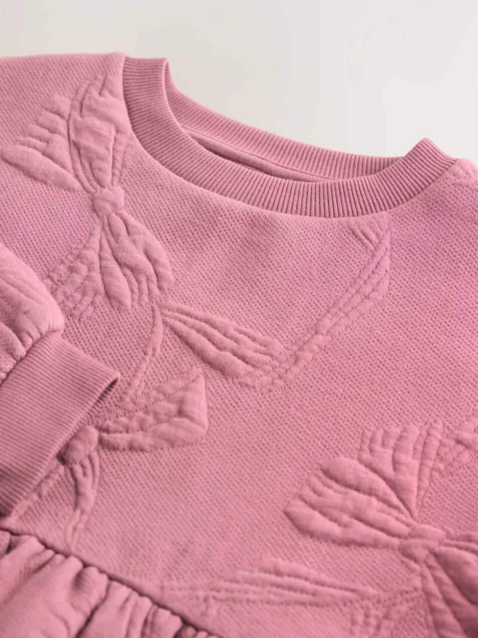 Dusky Pink Quilted Bow Jumper Dress (3-16yrs)