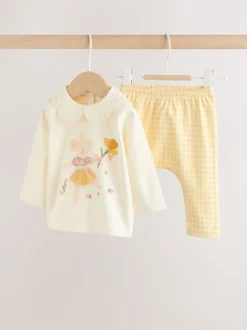 Ecru Fairy Mouse Long Sleeve Top and Legging Baby 2 Piece Set (0mths-2yrs)